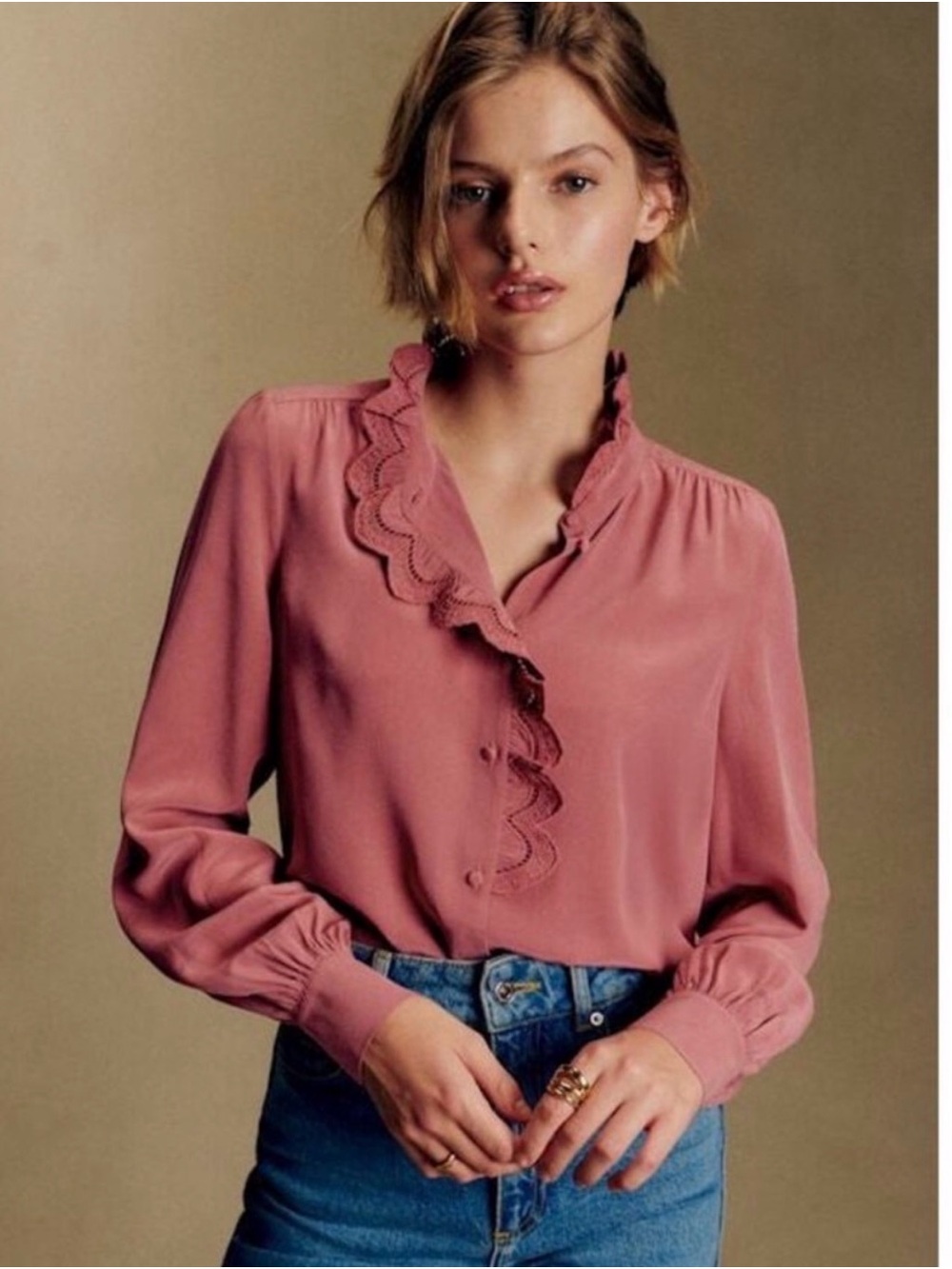 NWT Sezane CHEMISE CHLO Blouse Rosewood Size 2/ European 34 - Picture 6 of 7
